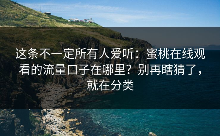 这条不一定所有人爱听：蜜桃在线观看的流量口子在哪里？别再瞎猜了，就在分类
