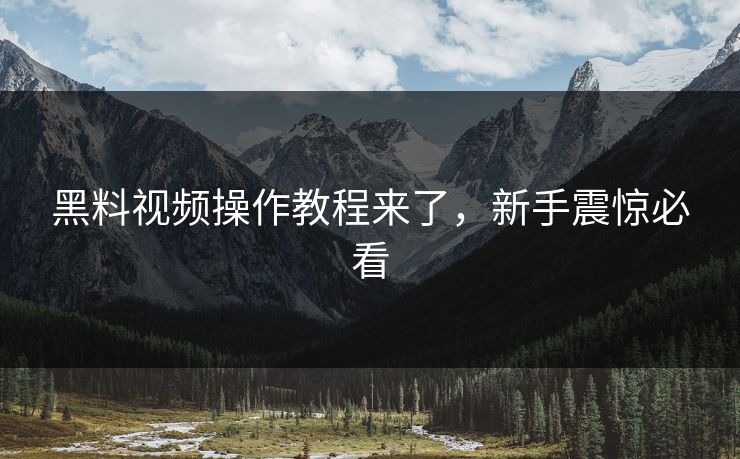 黑料视频操作教程来了，新手震惊必看