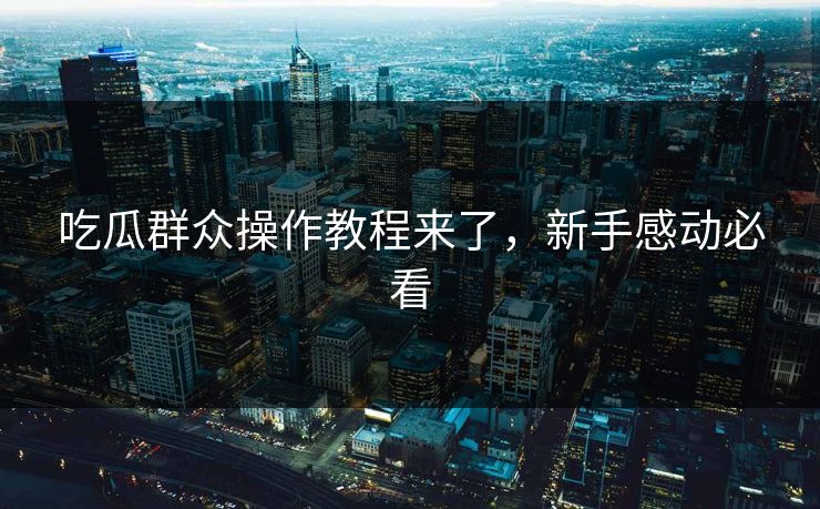 吃瓜群众操作教程来了，新手感动必看