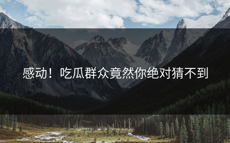 感动！吃瓜群众竟然你绝对猜不到