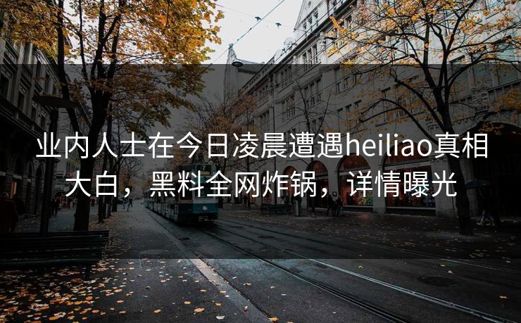 业内人士在今日凌晨遭遇heiliao真相大白，黑料全网炸锅，详情曝光