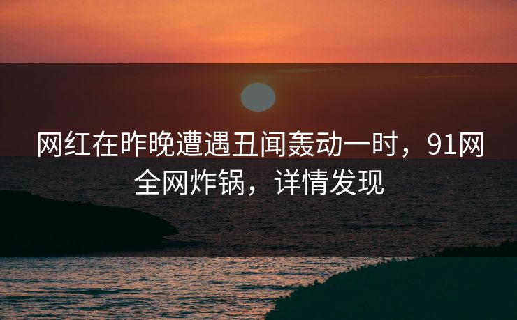 网红在昨晚遭遇丑闻轰动一时，91网全网炸锅，详情发现