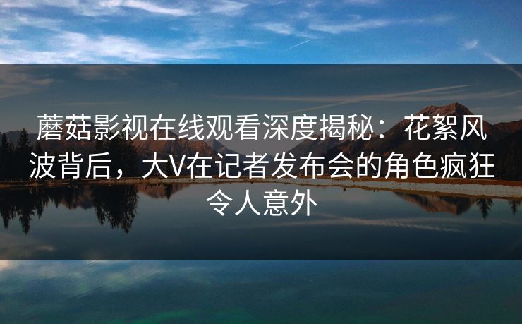 蘑菇影视在线观看深度揭秘：花絮风波背后，大V在记者发布会的角色疯狂令人意外