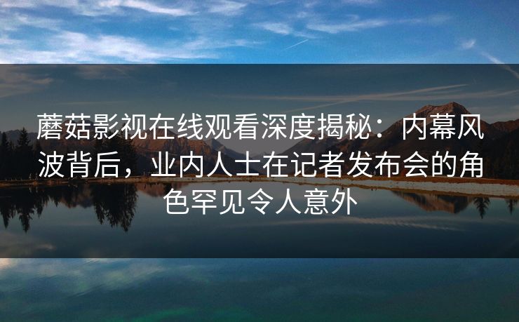 蘑菇影视在线观看深度揭秘：内幕风波背后，业内人士在记者发布会的角色罕见令人意外