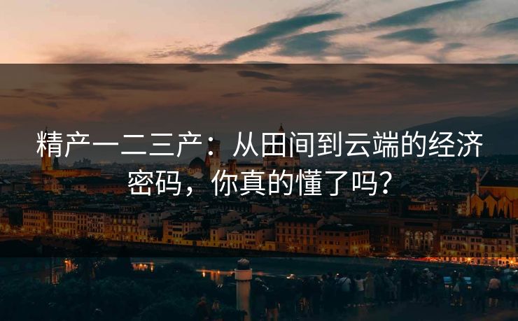 精产一二三产：从田间到云端的经济密码，你真的懂了吗？